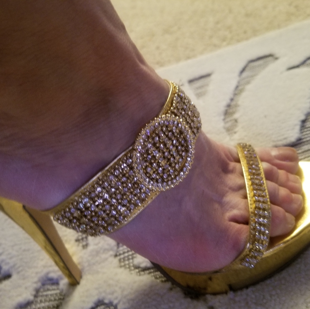 Gold and Rhinestones Heels  Special Occasion Shoes